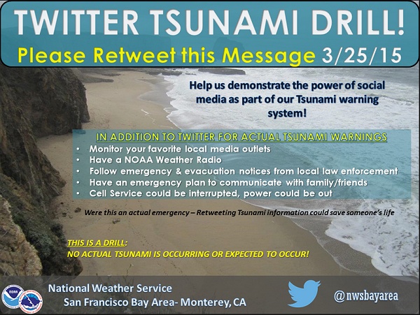 Twitter tsunami drill message