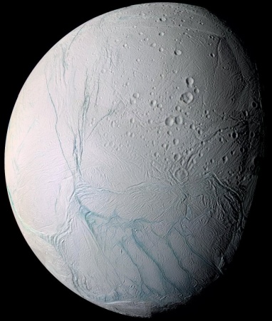 New research says water below the surface of Saturn's moon Enceladus is near boiling hot. “It has no excuse for having the degree of geologic activity that we found there,” says one planetary geologist. (NASA)
