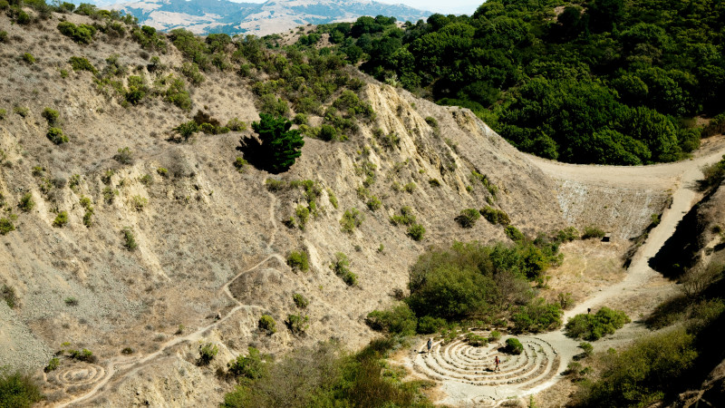 One of the labyrinths at the bottom of the quarry at Round Top volcano.