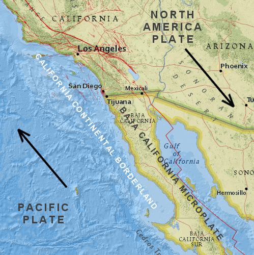 The California Continental Borderland in its larger plate-tectonic setting. (Alden/USGS)