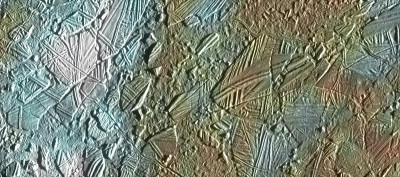 Europa's icy surfaced as imaged by the Galileo spacecraft in the early 1990s. (Artist concept of NASA's proposed Europa mission. (NASA/JPL-Caltech/SETI Institute)