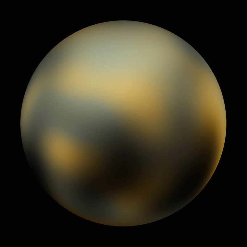 An image of Pluto assembled from photographs taken by the Hubble Space Telescope in 2002 and 2003.