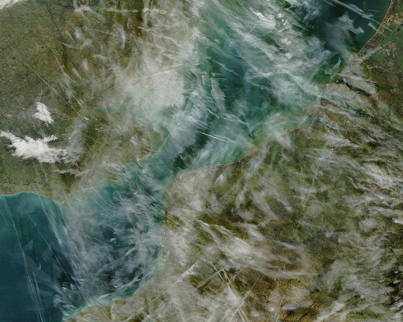 Contrails in a satellite image