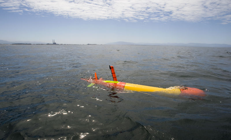 MBARI's long-range autonomous underwater vehicle  can remain at sea, unattended, for weeks at a time.