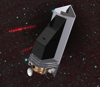 Artist concept of the Near-Earth Object hunting infrared telescope and wide-field camera, NEOCam. 