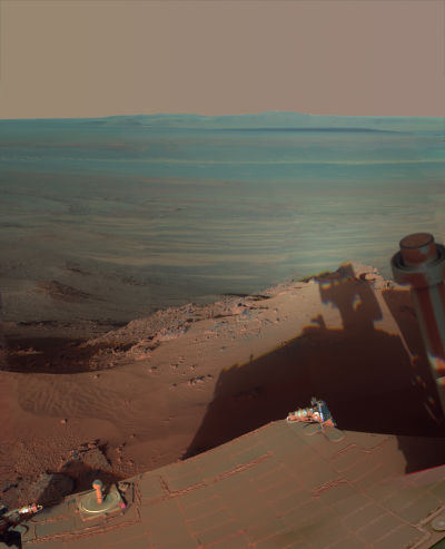 The rover Opportunity's selfie taken on the edge of the 14-mile wide Endeavor Crater