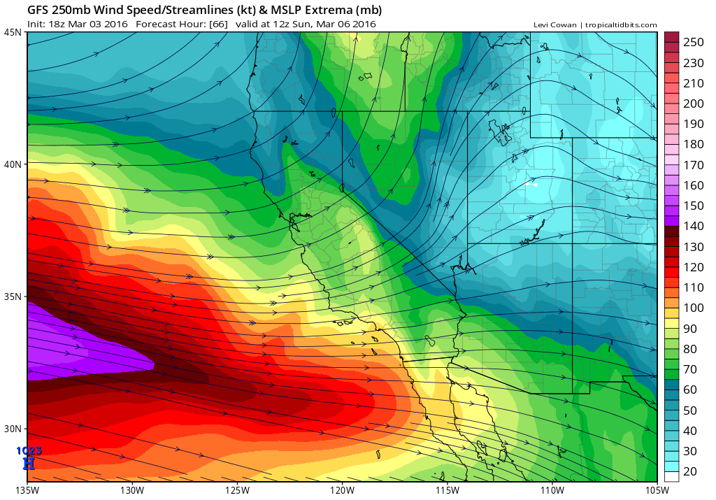 The jet stream will be in a favorable position for active weather across California this weekend.