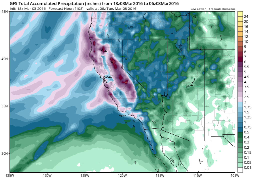 The GFS is suggesting widespread heavy precipitation though Monday evening.