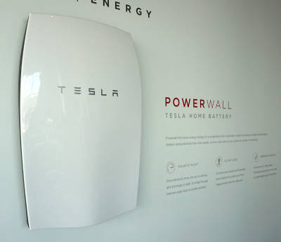 Tesla's home battery, designed to store solar energy for use at night.