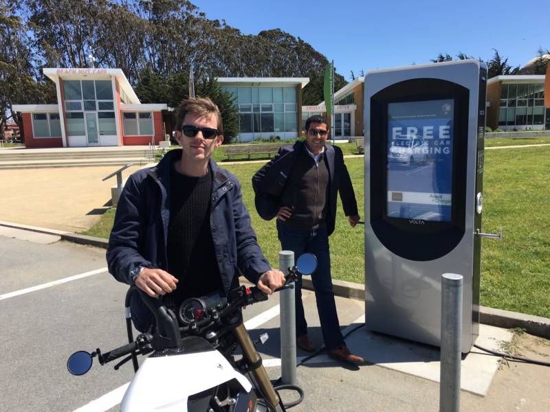Scott Mercer and Abdellah Cherkaoui with the electric car charging service, Volta