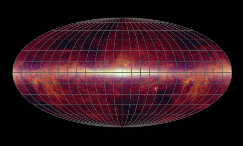 All-sky map of infrared sources produced by NASA's Wide-field Infrared Explorer (WISE).