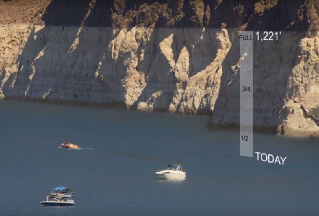 Graphic shows the plunging level of Lake Mead, the nation's largest man-made reservoir and key to the Colorado system.