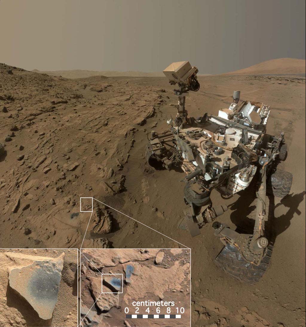 NASA's rover Curiosity at a site named Windjana, where it detected manganese oxide in rocks that suggest Mars' atmosphere once contained more oxygen.