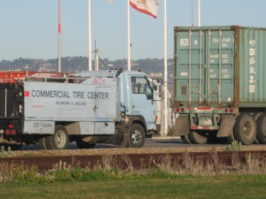 Diesel trucks in West Oakland. (Photo: Xan West)