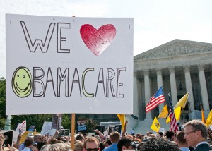 Supporters demonstrate in favor of the Affordable Care Act on June 28, 2012 when the U.S. Supreme Court issued its ruling on the health care overhaul. (SEIU International: Flickr)