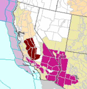 Map from the National Weather Service shows the areas of 'excessive heat' alerts in California.
