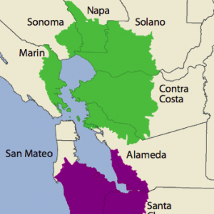 Map of breast cancer "areas of concern" in the Bay Area. (Image: California Breast Cancer Mapping Project)
