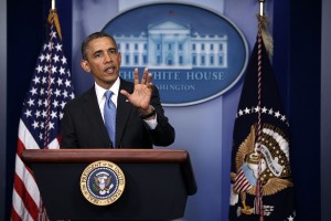 President Obama Takes Questions From The Press During News Conference. 