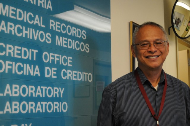 Fernando Gomez-Benitez, with San Francisco's Mission Neighborhood Health Center is undergoing  training to help enroll San Franciscans in Medi-Cal or Covered California. (Angela Hart/KQED)