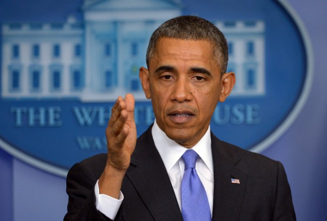 President Barack Obama speaks on the Affordable Care Act in the White House briefing room. (Win McNamee/Getty Images)