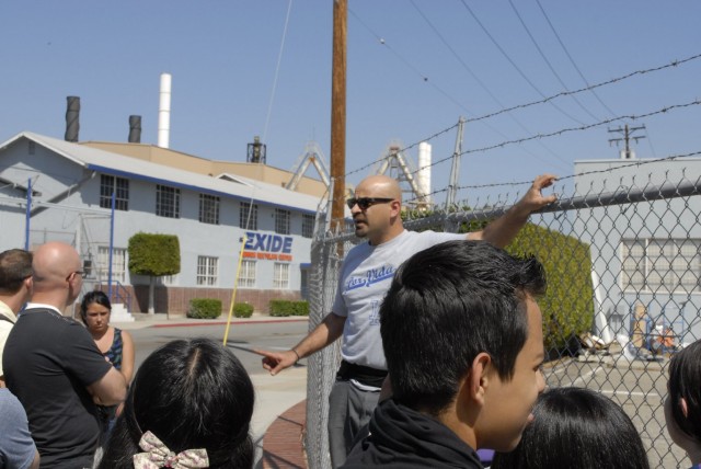 Roberto Cabrales of Communities for a Better Environment regularly includes the Exide Technologies plant in Vernon in the activist group’s “toxic tour” of pollution sites to the east and south of Los Angeles. (Chris Richard)