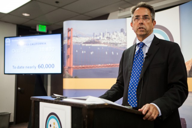 Covered California executive director Peter Lee, seen here at a November, 2013, press conference. (Max Whittaker/Getty Images)