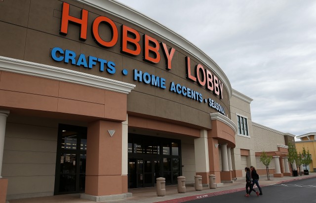 Customers entering a Hobby Lobby store in the San Francisco Bay Area community of Antioch. (Justin Sullivan/Getty Images).
