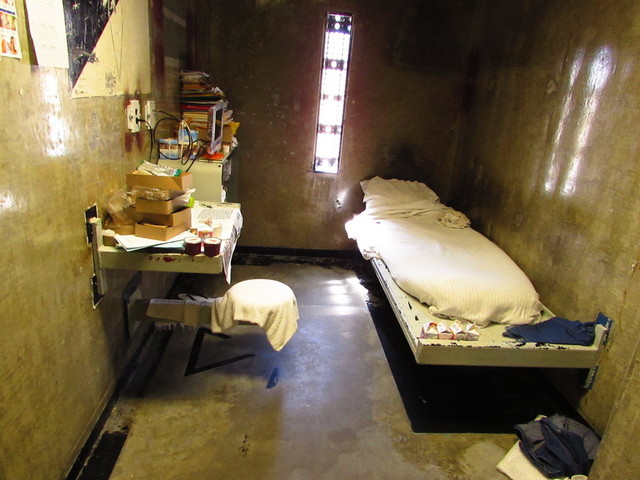 A psychiatric segregation cell at Sacramento Prison. (Julie Small/KQED)