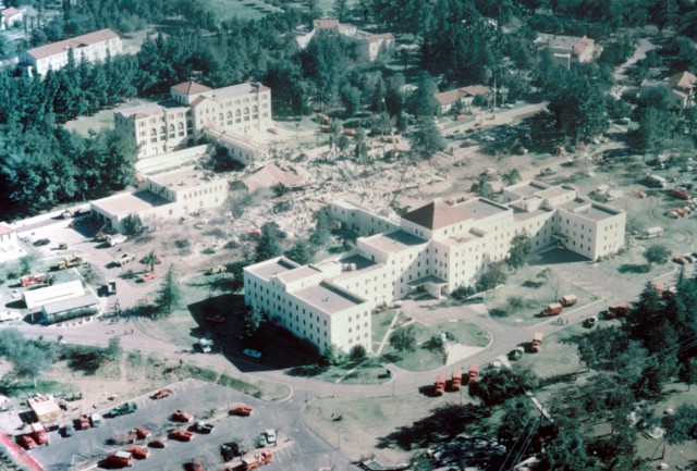 Two buildings at the Veterans Hospital in San Fernando collapsed during the 1971 Sylmar quake. (Photo: USGS)