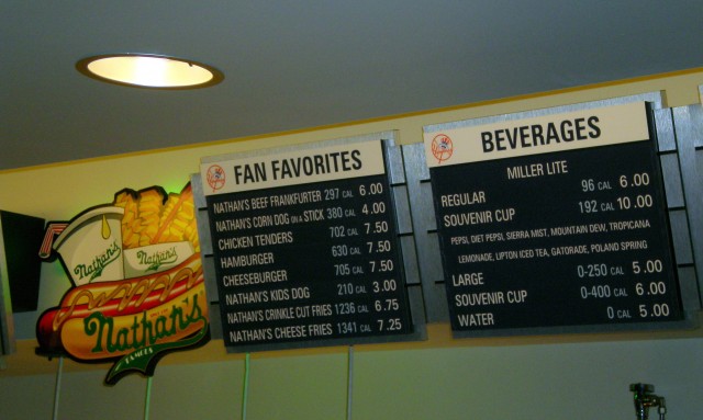 A menu board in New York City, the first city to require calories on chain restaurant menus. (Kevin Harber/Flickr)