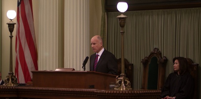 Gov. Jerry Brown is sworn in as California governor for the fourth time. (Andrew Nixon/Capital Public Radio)