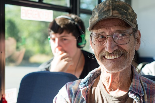 Richard Sandor, 65, of Hayfork, took the hour long bus ride to Mad River Clinic to pick up his medication for chronic pain. (Heidi de Marco/KHN).