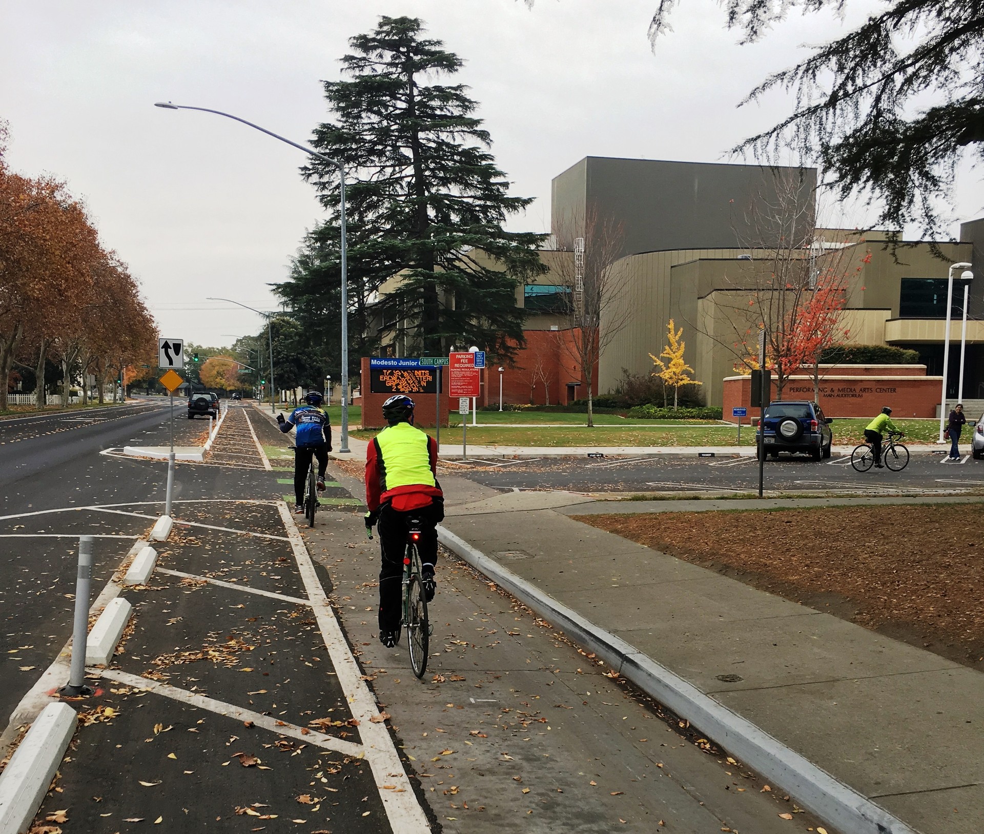 Bikers use new lanes opened last year in the Modesto Junior College area. The city paid $1.5 million in local funds to complete the project.