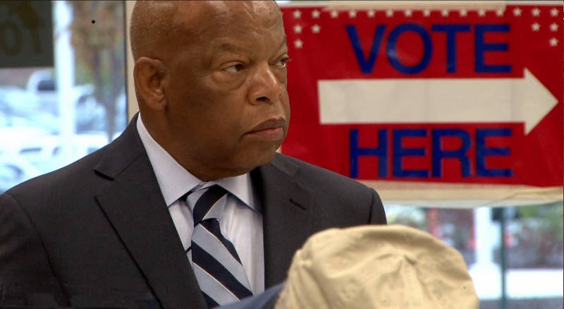 John Lewis about to vote at his polling station in Atlanta, Georgia.