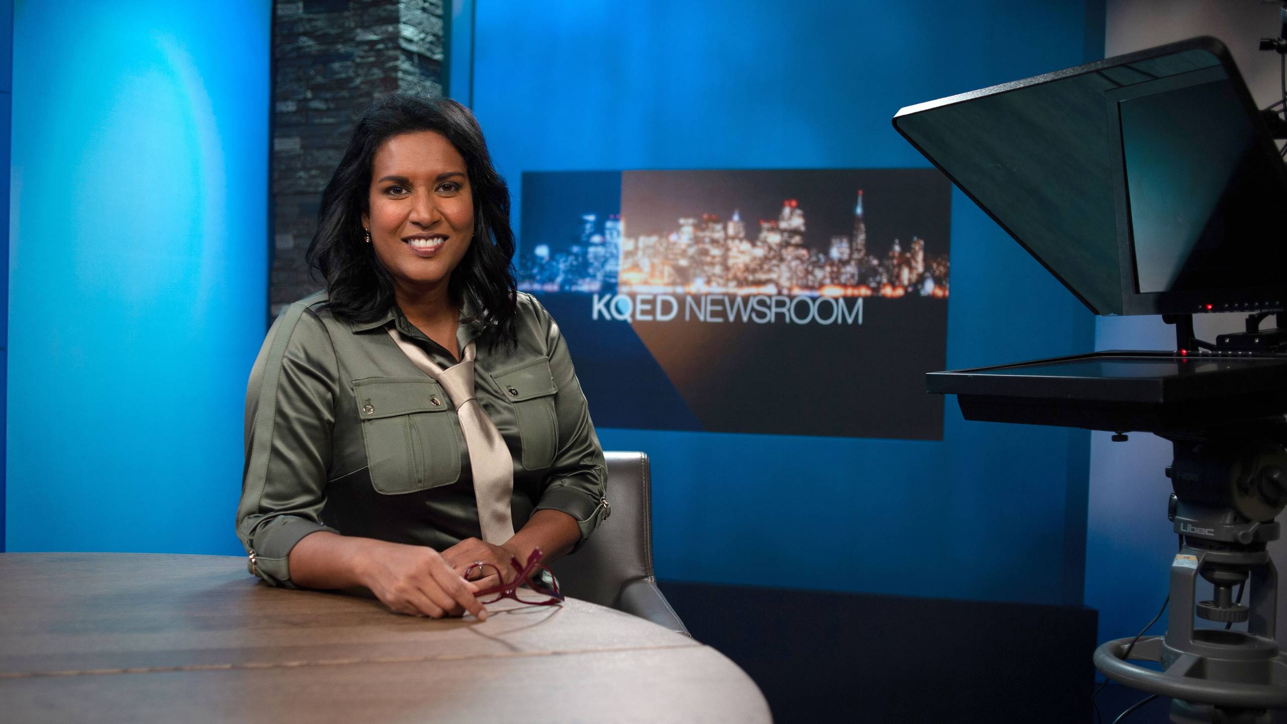 Priya David Clemens on the KQED Newsroom set