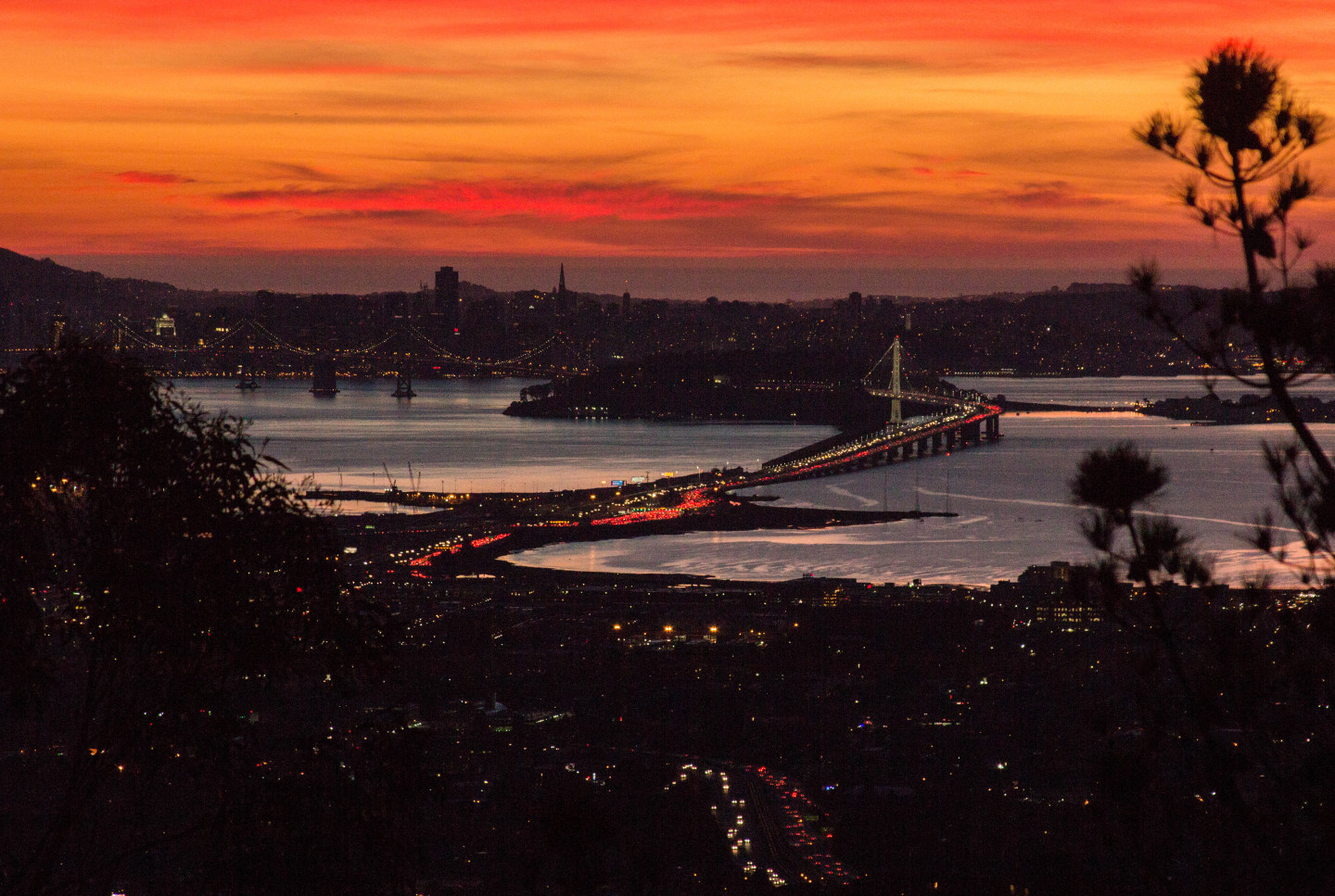 This February sunset would have happened an hour later if Daylight Saving Time had been in effect.  Dan Brekke/KQED