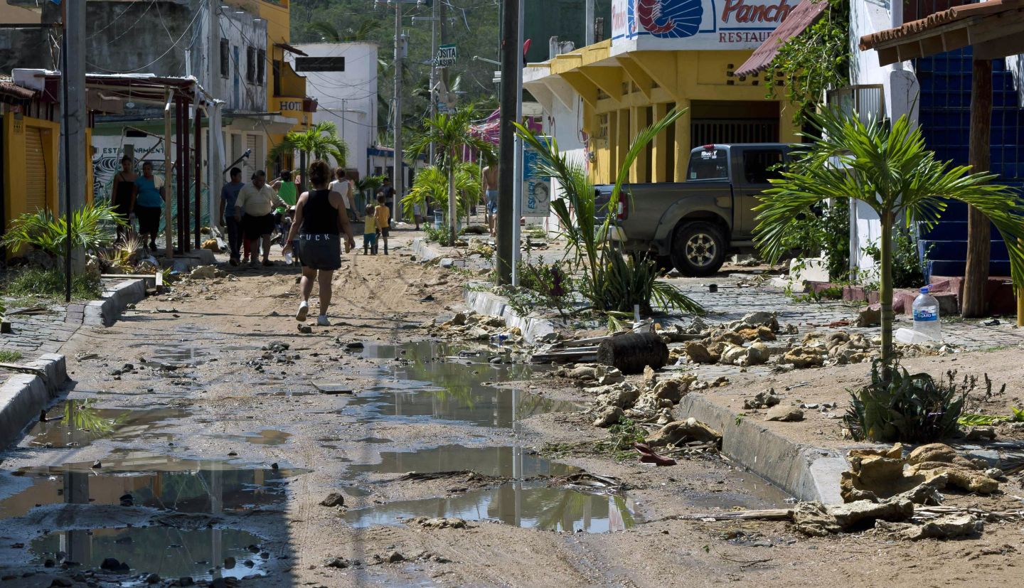 View of a street in Barra de Navidad, Jalisco state, partially destroyed after Hurricane Patricia hit the shore on Friday.  Omar Torres/AFP-Getty Images
