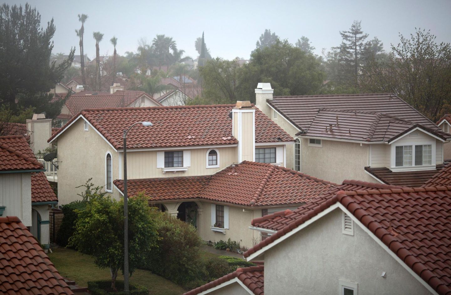 Many people in this Porter Ranch neighborhood have left their homes due to the massive, ongoing natural gas leak at SoCalGas' nearby Aliso Canyon facility. DAVID MCNEW/AFP/Getty Images