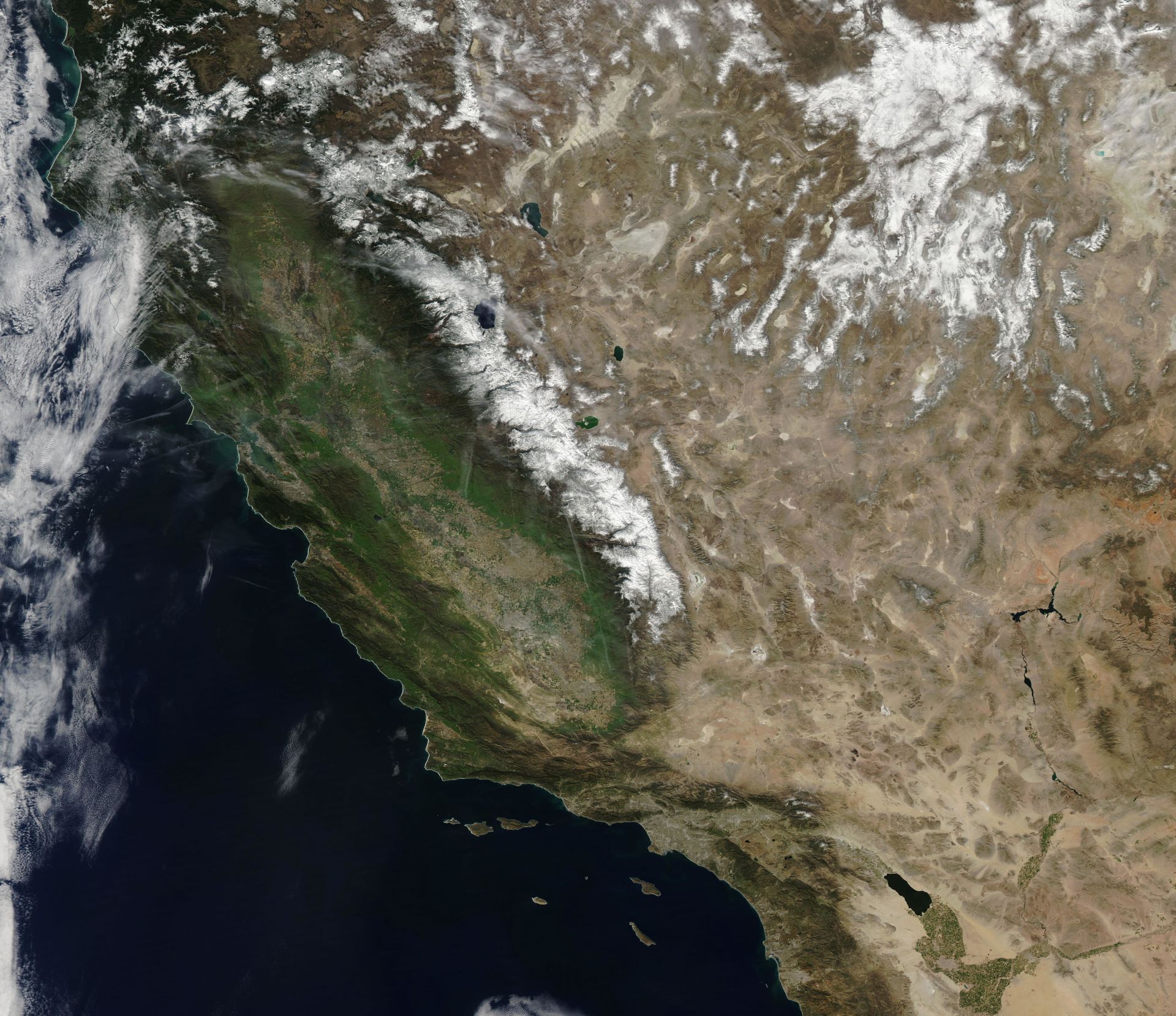 A NASA satellite image of California on Feb. 24, 2016. NASA Worldview