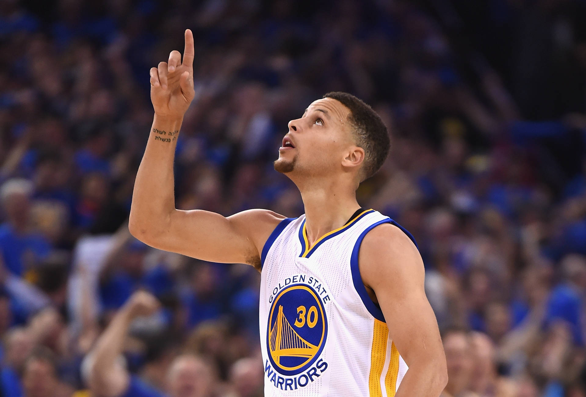 Stephen Curry celebrates another dominant game Wednesday night. (Thearon W. Henderson/Getty)