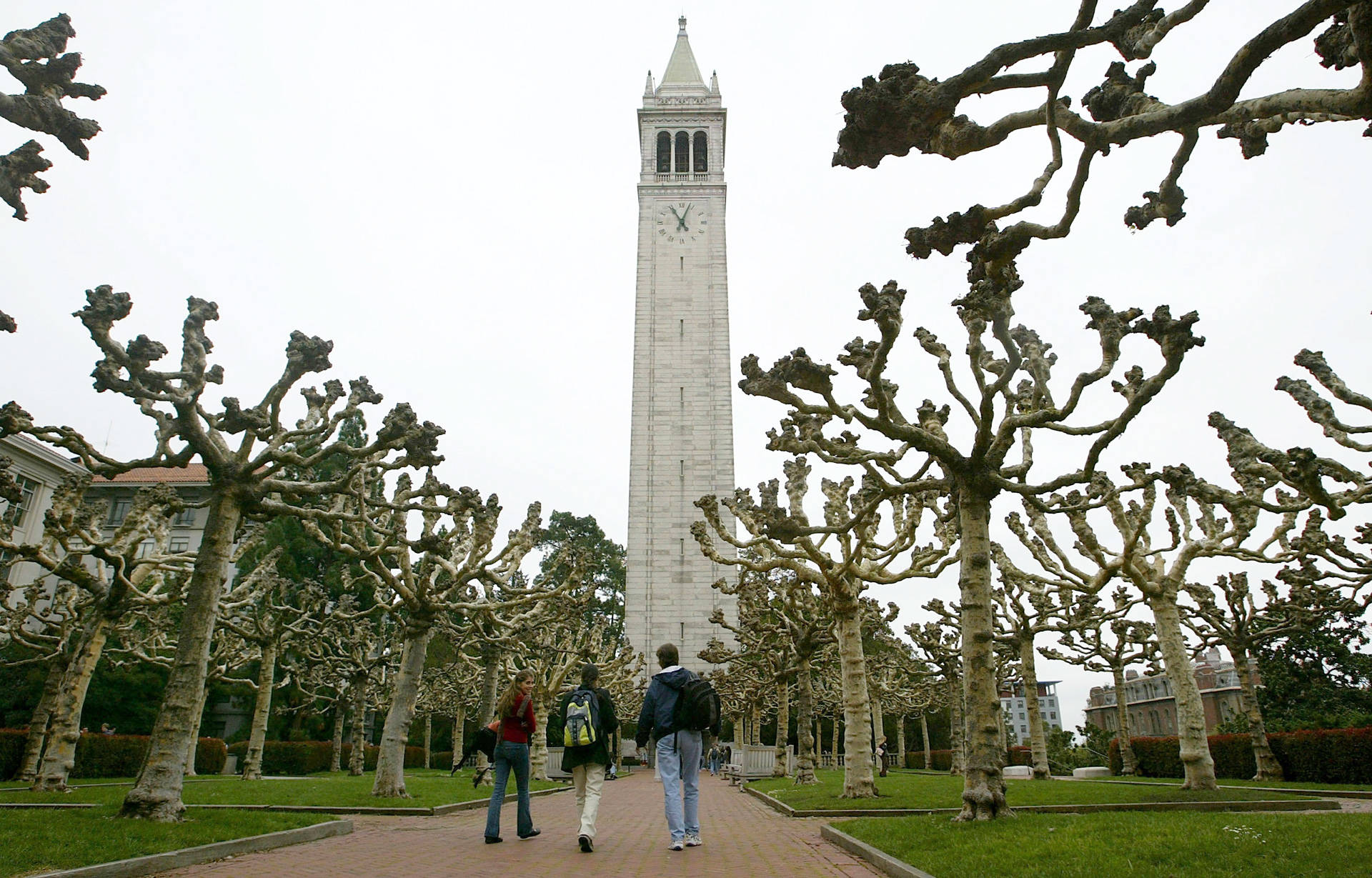 Students walk near Sather Tower on the UC Berkeley campus. Justin Sullivan/Getty Images