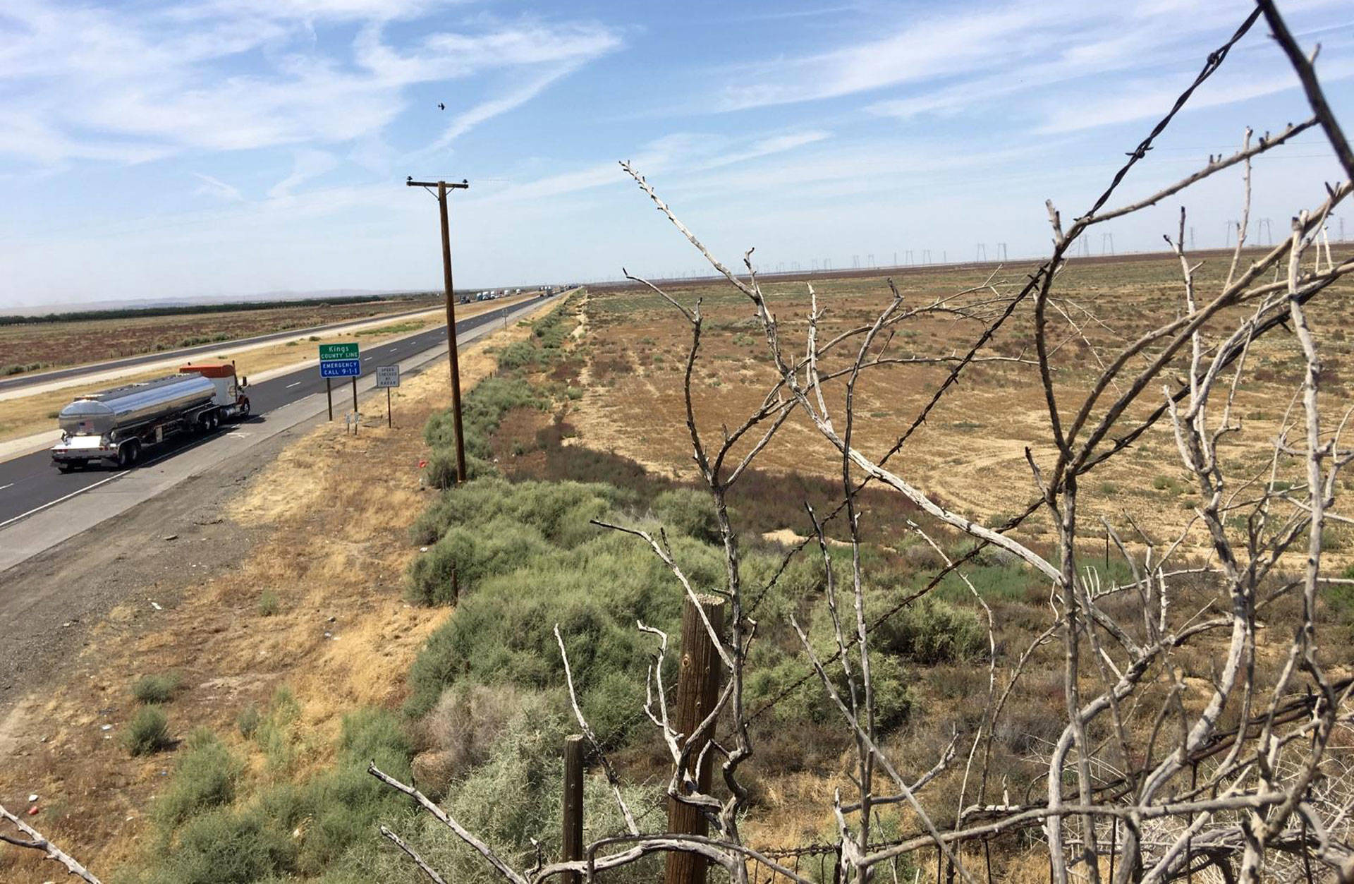 The proposed site for the Quay Valley development is right on the edge of Kern and Kings counties near Interstate 5. Ezra David Romero/KQED