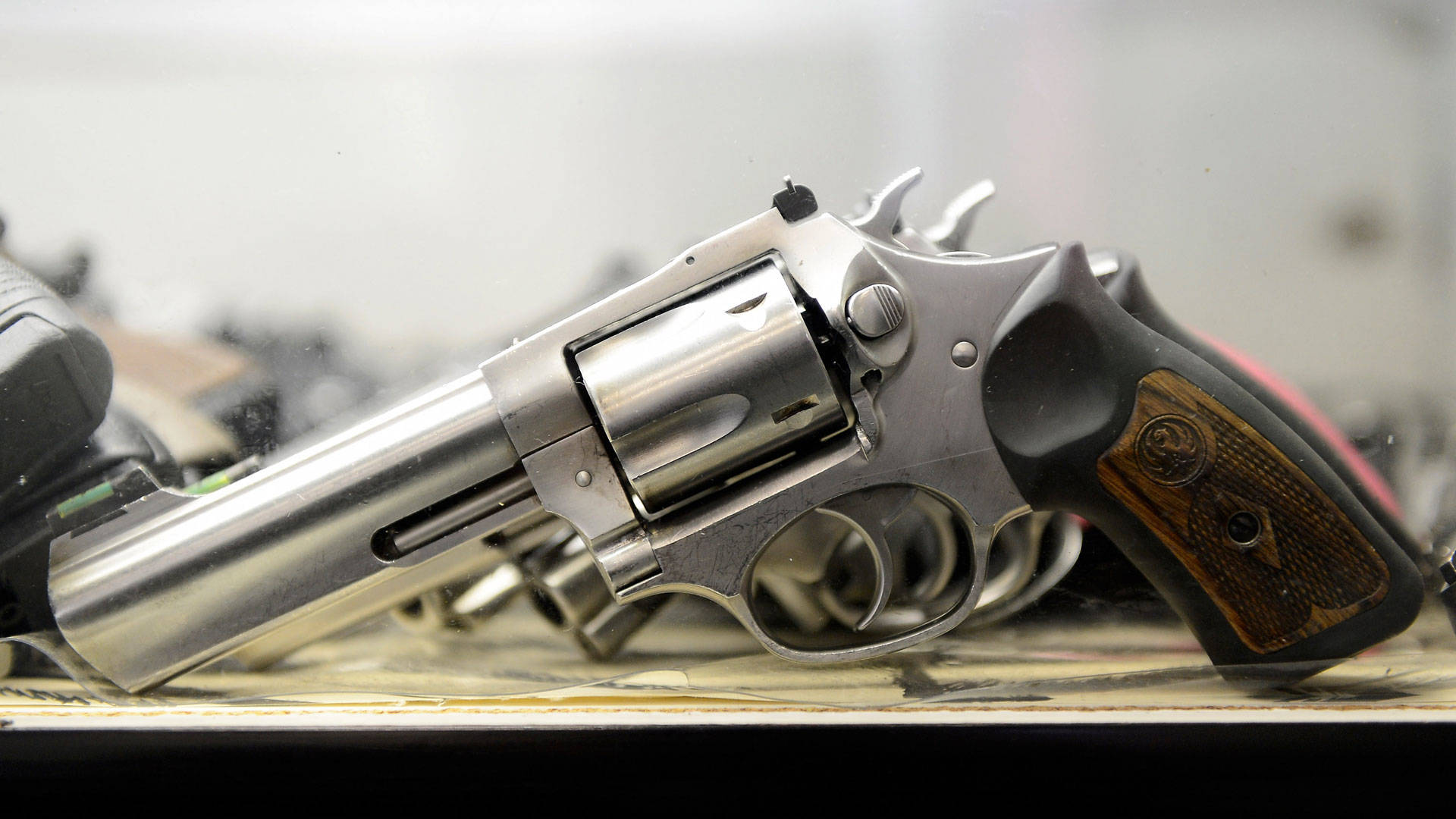 A .357 Magnum revolver on display at the Los Angeles Gun Club. Kevork Djansezian/Getty Images
