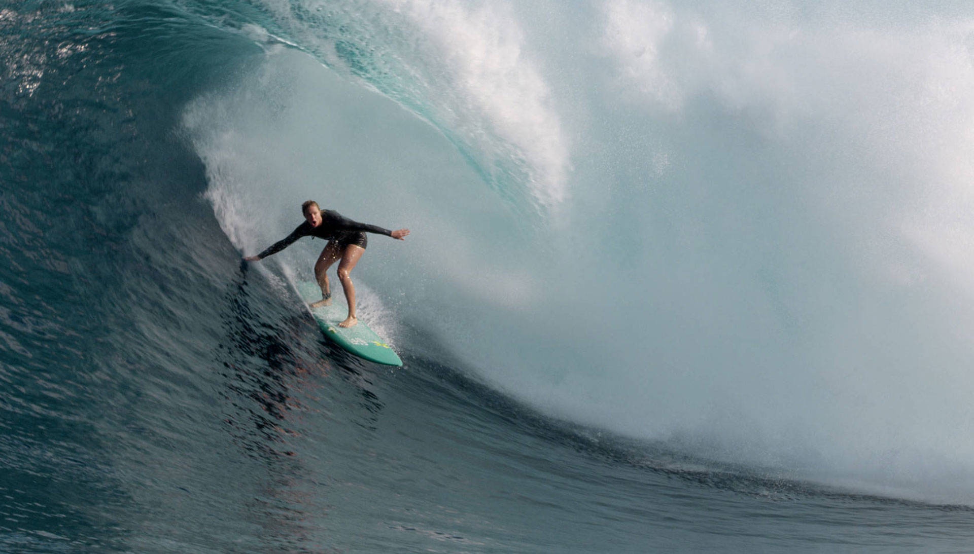 Paige Alms gets barreled at the Jaws surf break in Maui, Hawaii, a clip featured in the documentary 'The Wave I Ride.'  Courtesy of 'The Wave I Ride'