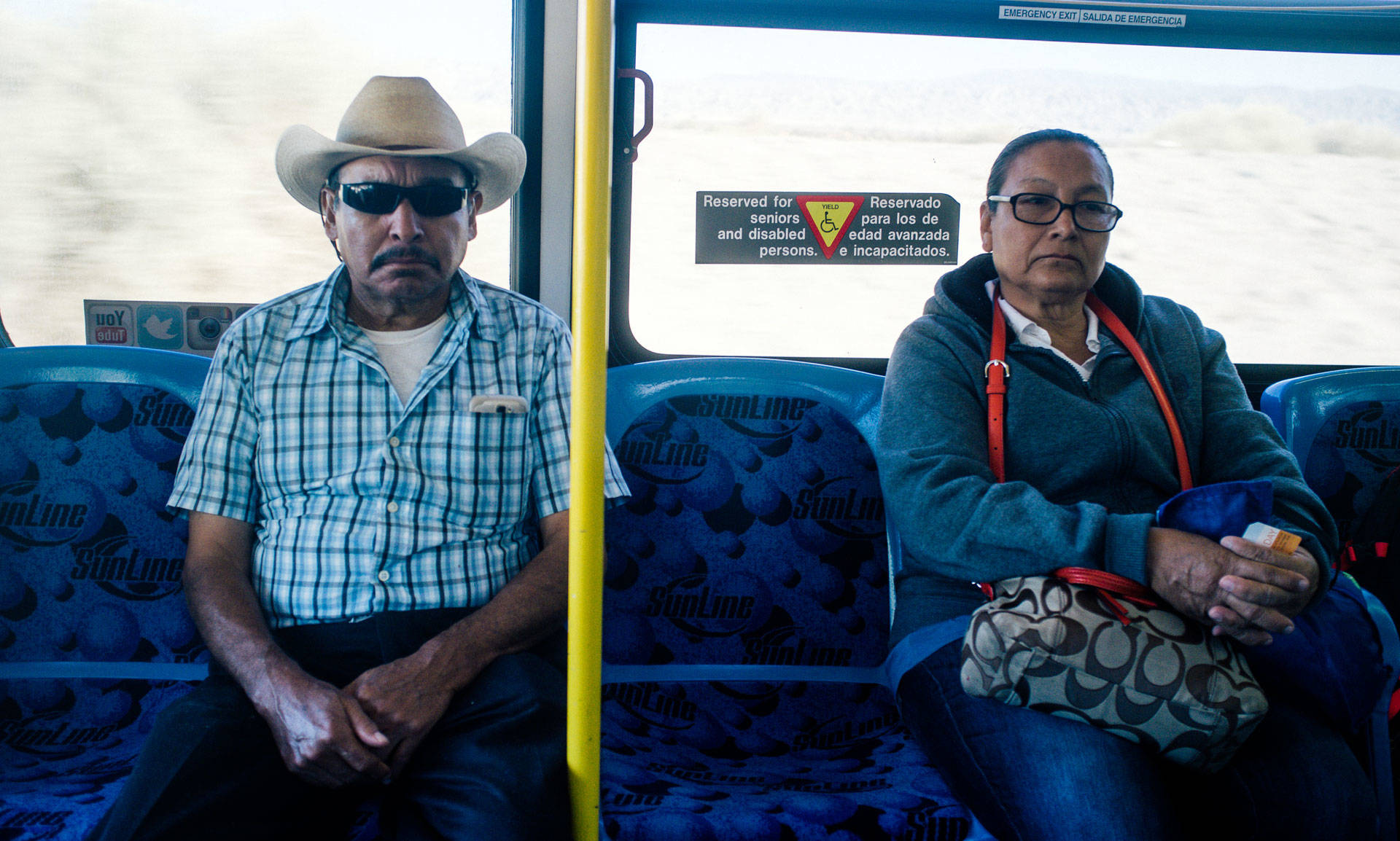 Jesus and Guillermina Mendez Casares take the bus every day for Jesus’ medical appointments, waking up at 4 a.m. so they have enough time to walk to the bus stop on the edge of town to catch the 5:20 a.m. bus. “When my husband first got sick in 2009, there was no bus service from North Shore at all to take us to the doctor,” says Guillermina. “Every three hours is not enough, but it’s better than nothing. We’re grateful for the service at all.” Bryan Mendez/Coachella Unincorporated