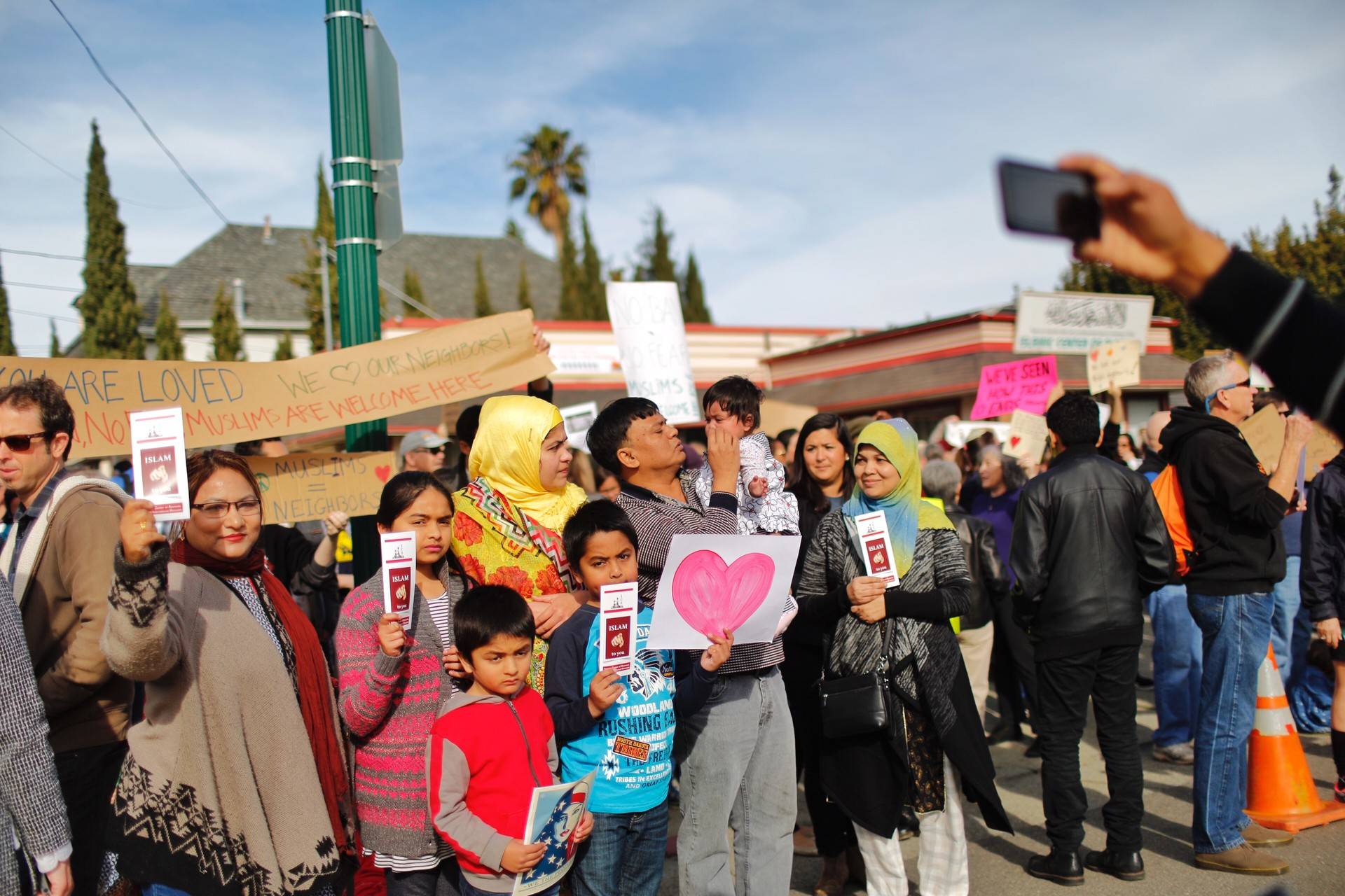 People came out to support the Muslim community at the Islamic Center of Alameda, on Sunday, Jan. 29, 2017. Eric Kayne/For KQED