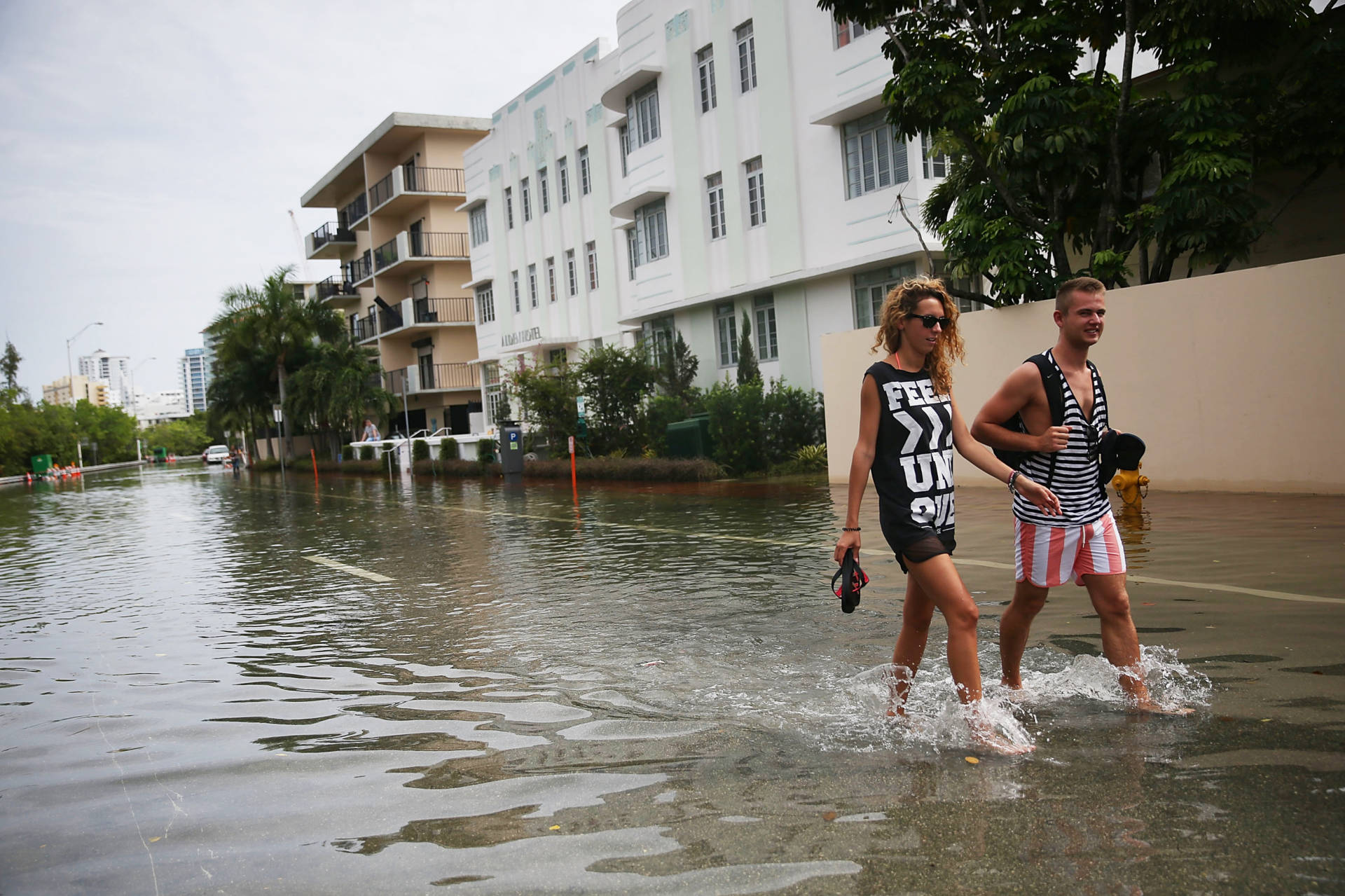 Government scientists are working on a climate assessment that among other things will help predict "sunny day" floods like this one in Miami Beach, Florida, in 2015. Joe Raedle/Getty Images