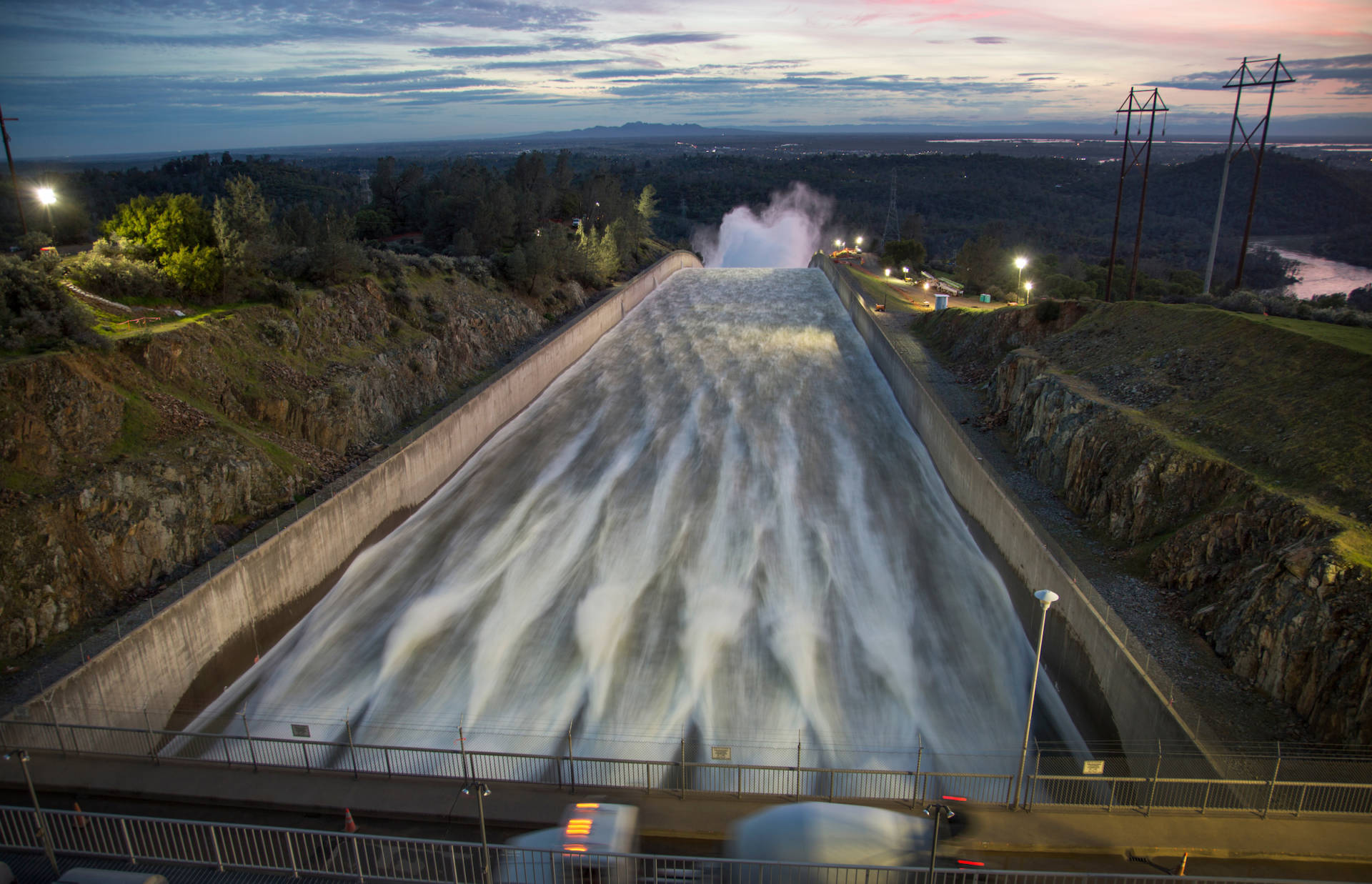 The intact upper portion of the main spillway at Oroville Dam as it appeared earlier this week. A review board says it's crucial that the spillway, the lower sections of which suffered extreme damage last month, be ready to operate again in the fall.   Ryan McKinney/California Department of Water Resources