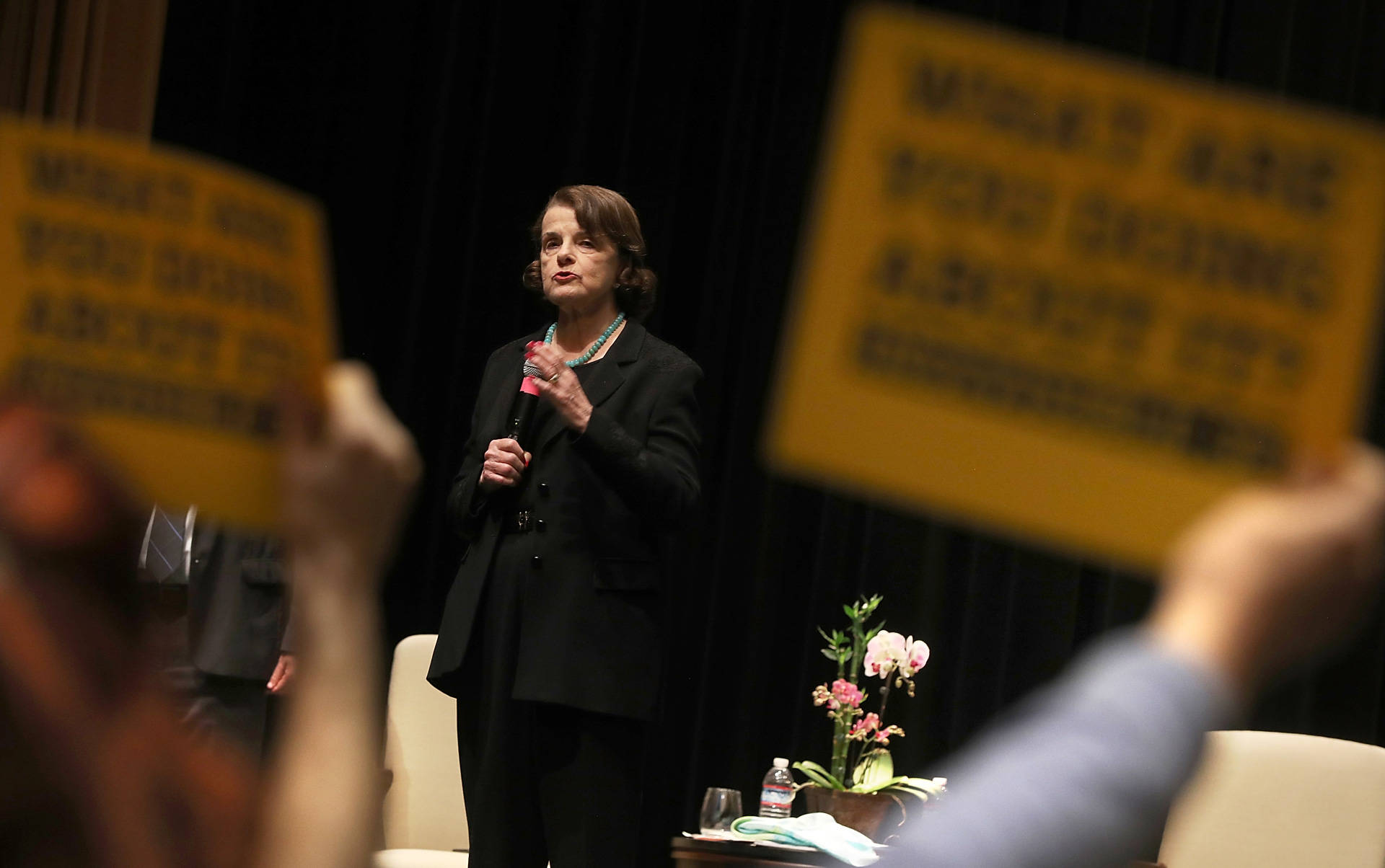 Sen. Dianne Feinstein speaks during a town hall meeting in San Francisco on April 17, 2017. Justin Sullivan/Getty Images