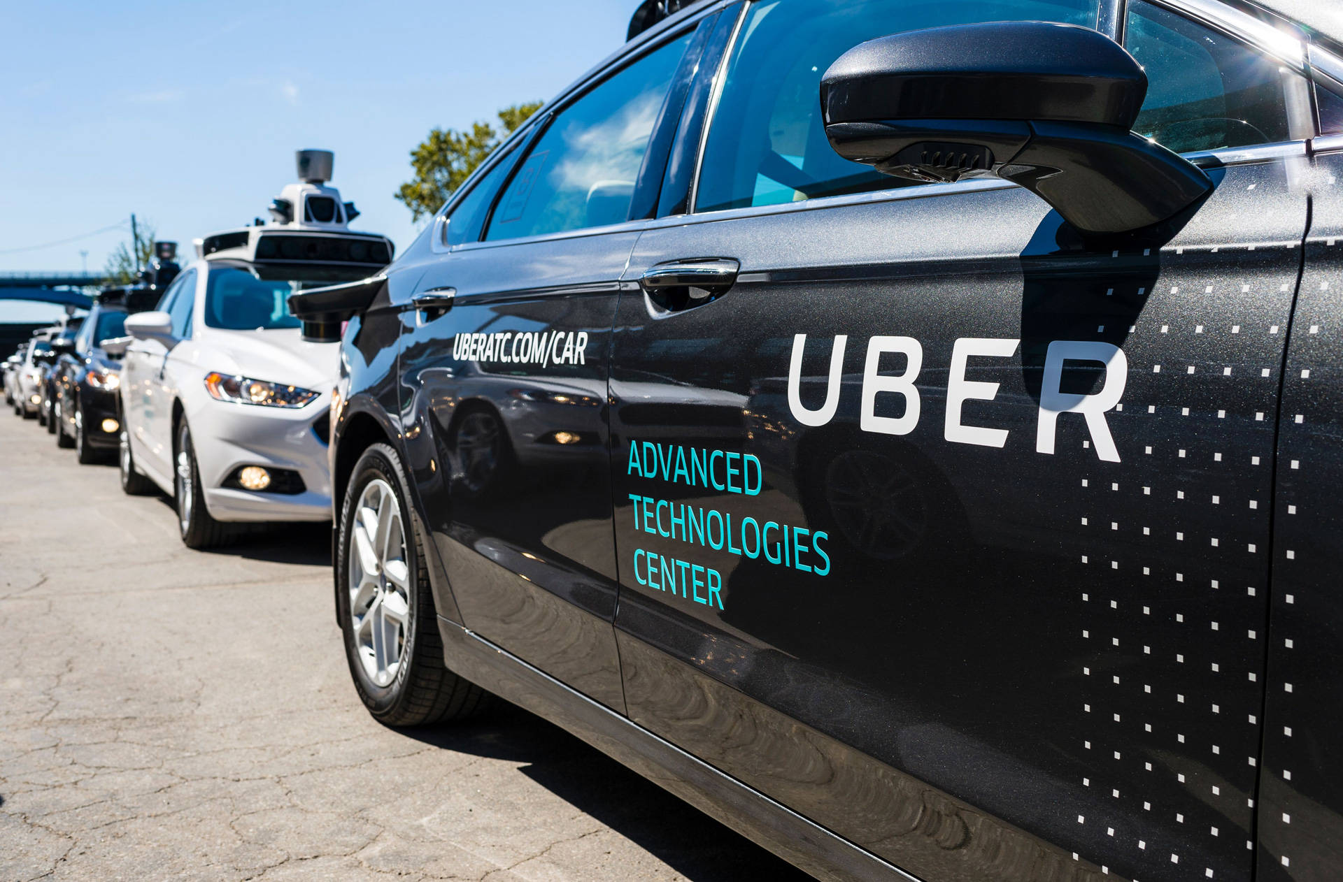 Pilot models of Uber's self-driving car on display in September 2016. ANGELO MERENDINO/AFP/Getty Images